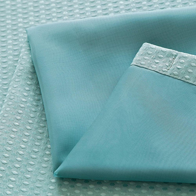 Teal Sheer and Grid Shower Curtain and Liner Set HomeRoots