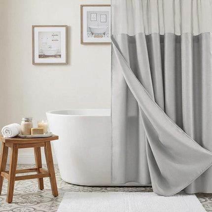 Silver Modern Grid Shower Curtain and Liner Set HomeRoots