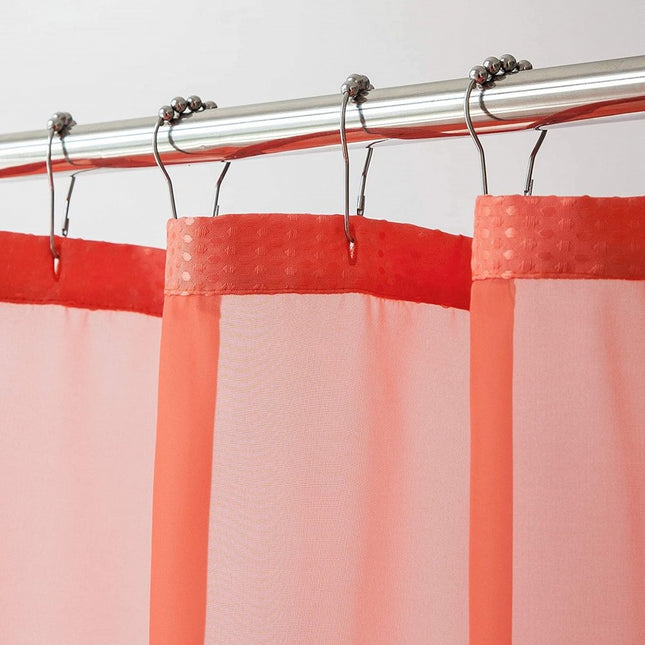 Coral Sheer and Grid Shower Curtain and Liner Set HomeRoots