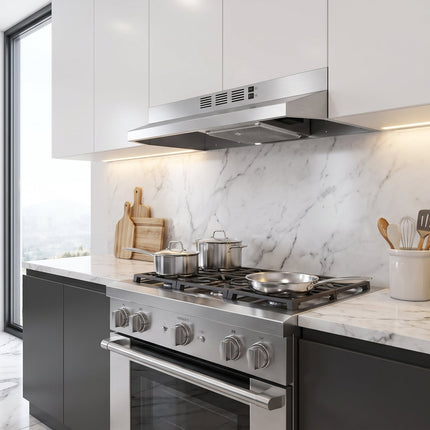 Forno Cappa 30-Inch Under Cabinet Range Hood, Stainless Steel, 200 CFM, Convertible, LED Lighting FORNO