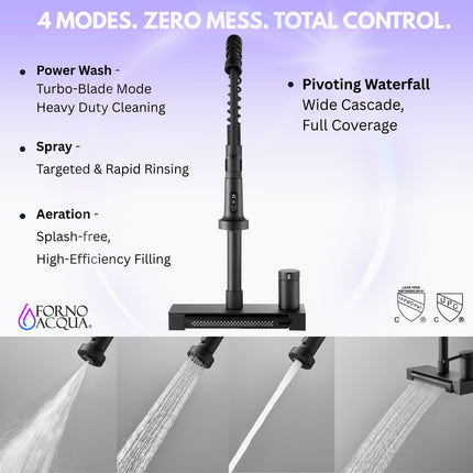 FORNO ACQUA 4 function pull-Down Waterfall Kitchen Faucet
