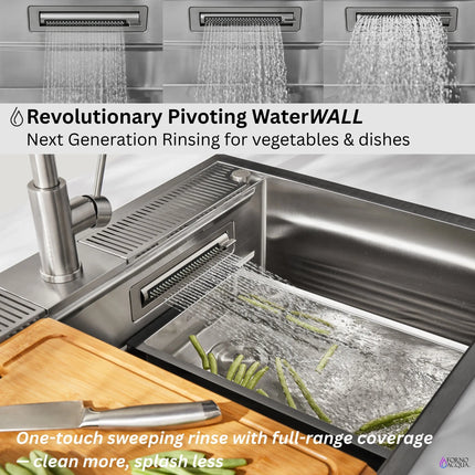 FORNO ACQUA MultiSINK kit with Integrated Waterfall Rinsing and Glass Washing Station.  Includes Chef Faucet and Accessories. FORNO ACQUA