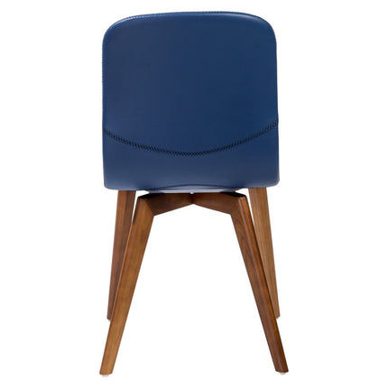 Set of Two Blue and Brown Upholstered Leather Dining Side Chairs HomeRoots