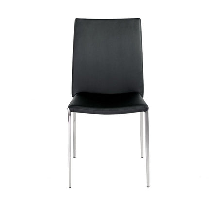 Set of Two Black and Silver Upholstered Faux Leather Dining Side Chairs HomeRoots