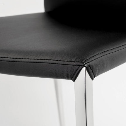Set of Two Black and Silver Upholstered Faux Leather Dining Side Chairs HomeRoots