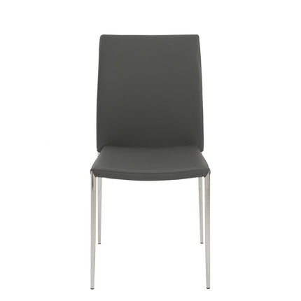 Set of Two Gray and Silver Upholstered Leather Dining Side Chairs HomeRoots