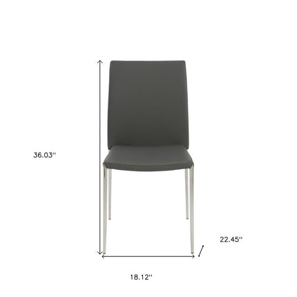 Set of Two Gray and Silver Upholstered Leather Dining Side Chairs HomeRoots