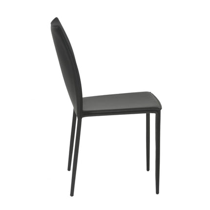 Set of Two Black Upholstered Faux Leather Dining Side Chairs HomeRoots