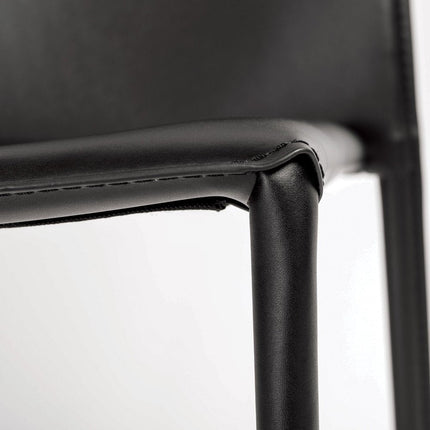 Set of Two Black Upholstered Faux Leather Dining Side Chairs HomeRoots