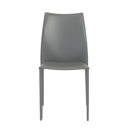 Set of Two Gray Upholstered Leather Dining Side Chairs HomeRoots