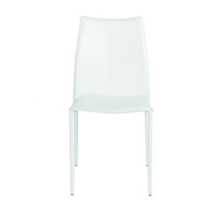 Set of Two White Upholstered Leather Dining Side Chairs HomeRoots