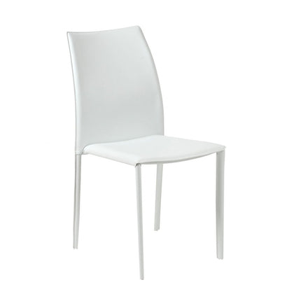 Set of Two White Upholstered Leather Dining Side Chairs HomeRoots