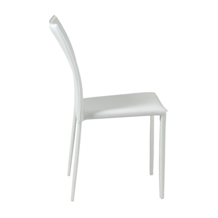 Set of Two White Upholstered Leather Dining Side Chairs HomeRoots