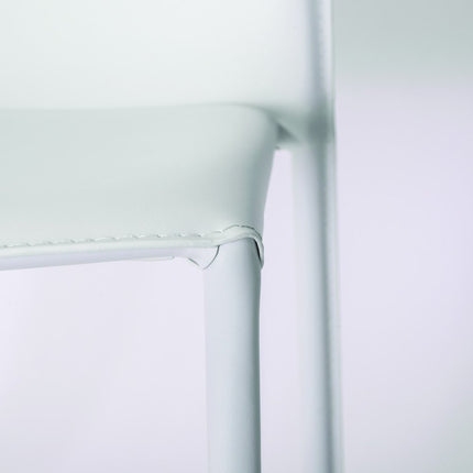 Set of Two White Upholstered Leather Dining Side Chairs HomeRoots