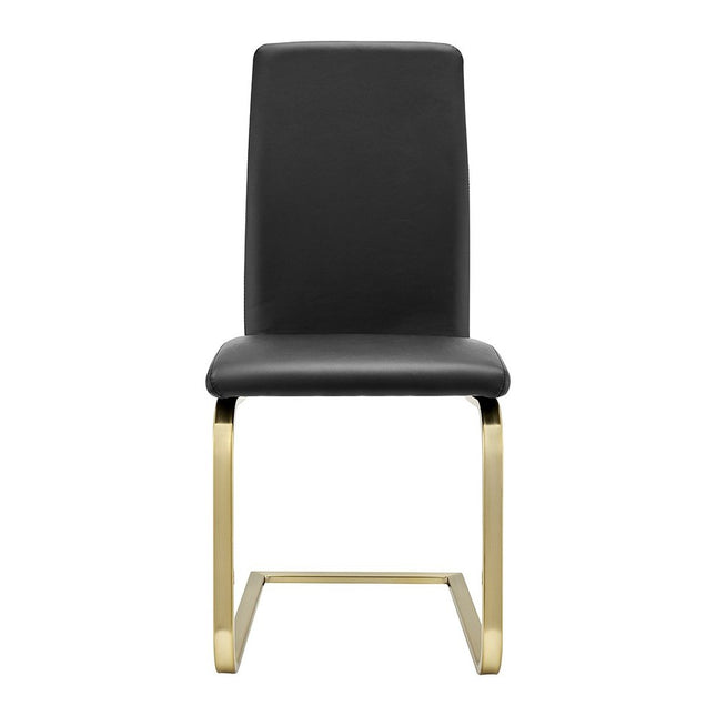 Set of Two Black and Gold Upholstered Leather Dining Side Chairs HomeRoots