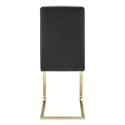 Set of Two Black and Gold Upholstered Leather Dining Side Chairs HomeRoots