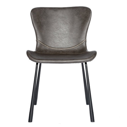 Set of Two Gray and Silver Upholstered Leather Dining Side Chairs HomeRoots