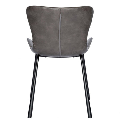 Set of Two Gray and Silver Upholstered Leather Dining Side Chairs HomeRoots