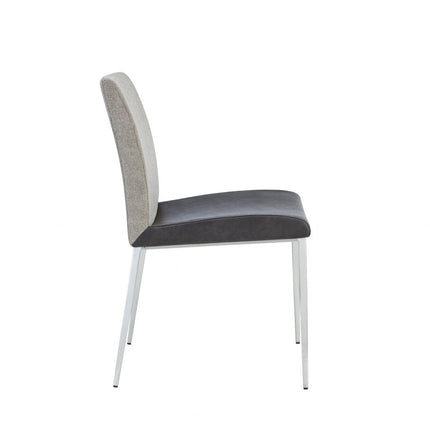 Set of Two Light Gray And Silver Upholstered Fabric Dining Side Chairs HomeRoots