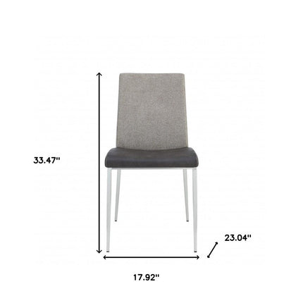 Set of Two Light Gray And Silver Upholstered Fabric Dining Side Chairs HomeRoots