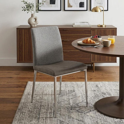 Set of Two Light Brown and Gray Stainless Steel Chairs HomeRoots
