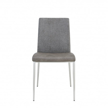 Set of Two Light Brown and Gray Stainless Steel Chairs HomeRoots