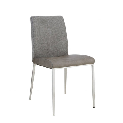 Set of Two Light Brown and Gray Stainless Steel Chairs HomeRoots