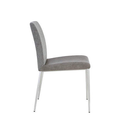 Set of Two Light Brown and Gray Stainless Steel Chairs HomeRoots