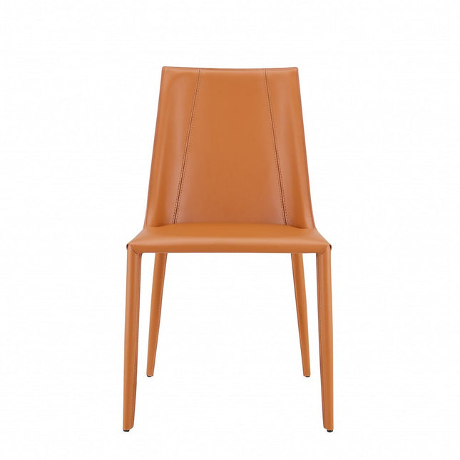 Terra Cotta Upholstered Leather Dining Side Chair HomeRoots