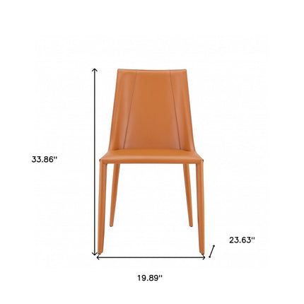 Terra Cotta Upholstered Leather Dining Side Chair HomeRoots