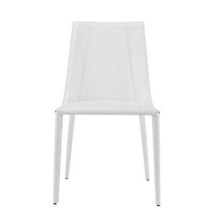 White Upholstered Leather Dining Side Chair HomeRoots