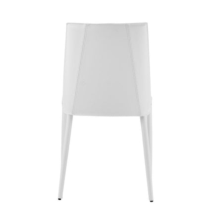 White Upholstered Leather Dining Side Chair HomeRoots