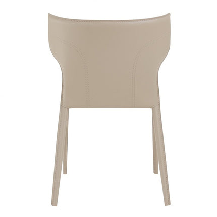 Set of Two Beige Upholstered Leather Curved Back Dining Side Chairs HomeRoots