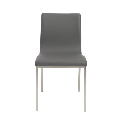Set of Two Gray And Silver Upholstered Leather Dining Side Chairs HomeRoots