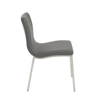 Set of Two Gray And Silver Upholstered Leather Dining Side Chairs HomeRoots