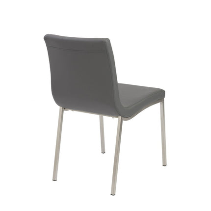 Set of Two Gray And Silver Upholstered Leather Dining Side Chairs HomeRoots