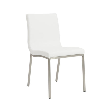 Set of Two Minimalist White Faux Faux Leather Chairs HomeRoots