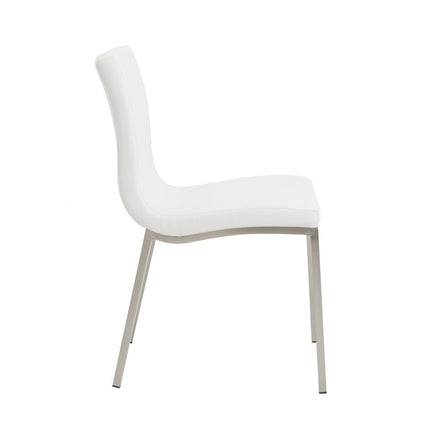 Set of Two Minimalist White Faux Faux Leather Chairs HomeRoots