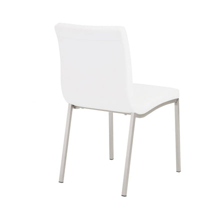 Set of Two Minimalist White Faux Faux Leather Chairs HomeRoots