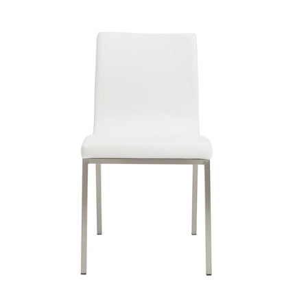 Set of Two Minimalist White Faux Faux Leather Chairs HomeRoots