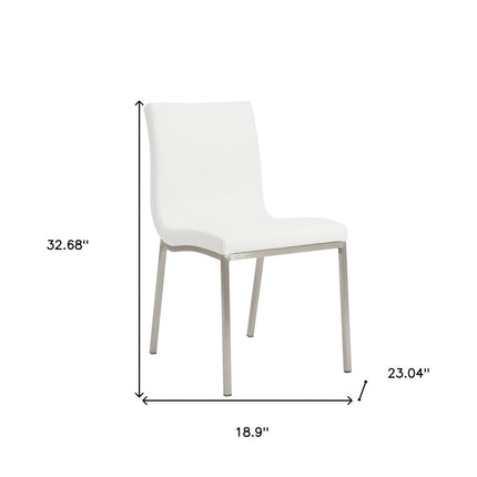 Set of Two Minimalist White Faux Faux Leather Chairs HomeRoots