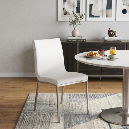 Set of Two Minimalist White Faux Faux Leather Chairs HomeRoots