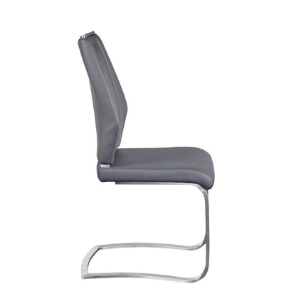 Set of Two Gray and Silver Upholstered Leather Dining Side Chairs HomeRoots