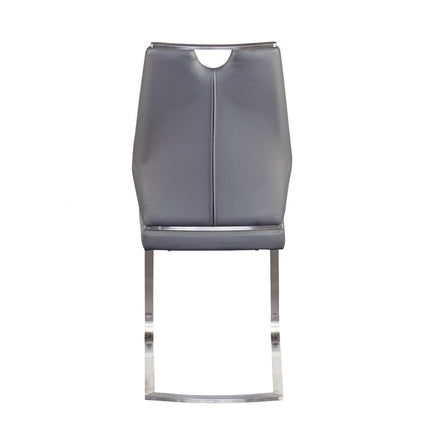 Set of Two Gray and Silver Upholstered Leather Dining Side Chairs HomeRoots