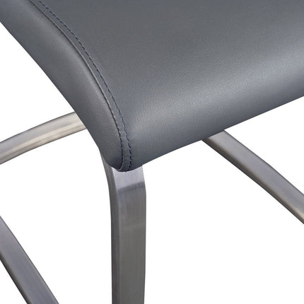 Set of Two Gray and Silver Upholstered Leather Dining Side Chairs HomeRoots