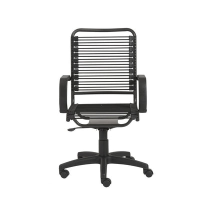 Black Swivel Adjustable Task Chair Bungee Back Steel Frame HomeRoots