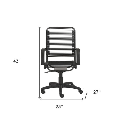 Black Swivel Adjustable Task Chair Bungee Back Steel Frame HomeRoots