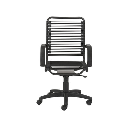 Black Swivel Adjustable Task Chair Bungee Back Steel Frame HomeRoots