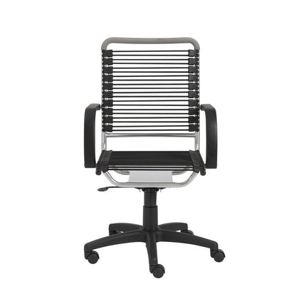 Black and Silver Adjustable Swivel Bungee Rolling Office Chair HomeRoots