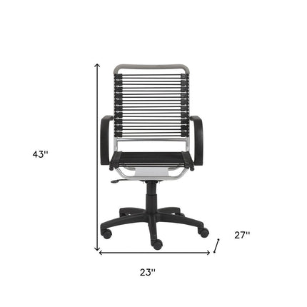 Black and Silver Adjustable Swivel Bungee Rolling Office Chair HomeRoots